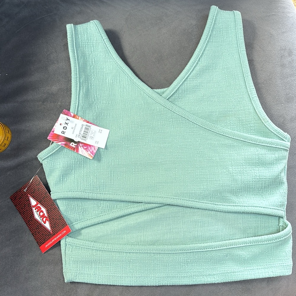 NWT Roxy teal tank top with amazing cross back size XS